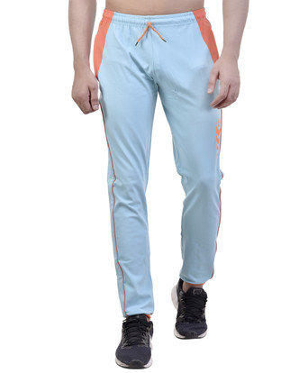 Color Block Men Light Blue Track Pants 