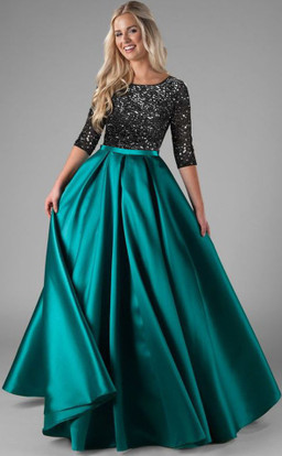 AAYARON Women Gown Green, Black Dress 