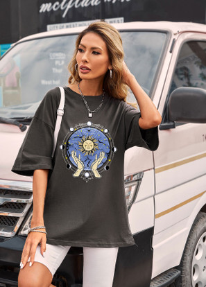 Urbanic Printed Women s Grey T-Shirt 