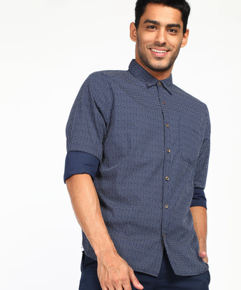 WROGN Men Printed Casual Blue Shirt 