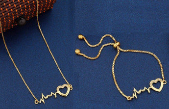 heartbeat necklace with bracelet 