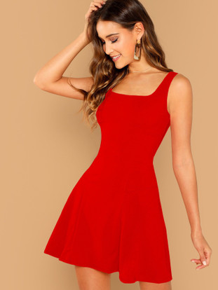 Aahwan Women A-line Red Dress - Buy 