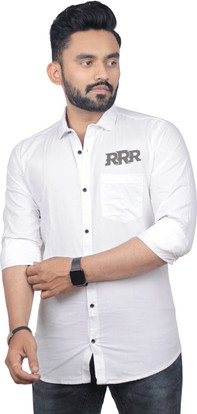 ELLITI Men Solid Casual White Shirt 