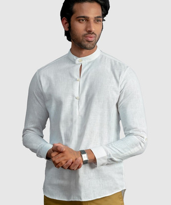 White Men Solid Casual White Shirt 