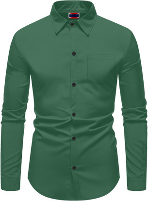 Newness Men Solid Casual Dark Green