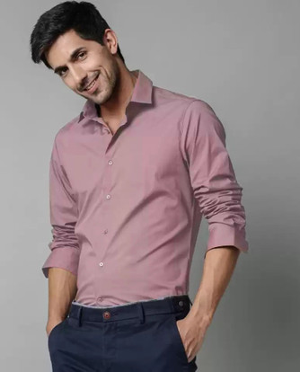 Jai Textiles Men Solid Casual Brown 