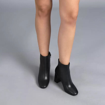 leather booties block heel