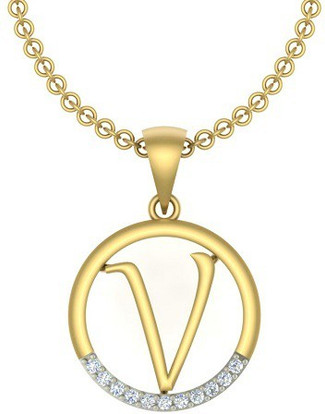 Kanak Initial letter V in Circle Gold 
