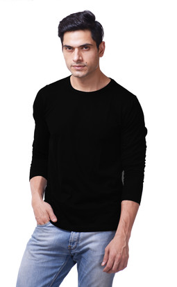 PURPLE HAZE Solid Men Round Neck Black 