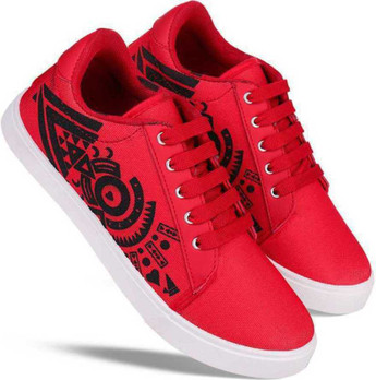 red colour sneakers
