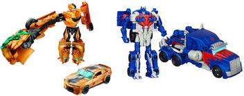 Vaibhav 2 In 1 Transformers Age Of Extinction One Step Changer Optimus Prime Power Battler Bumblebee Robots Toy Convert Into Truck And Car