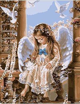 Wovte Paint By Number Kit Canvas Diy Painting Angel And Rabbit 16
