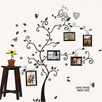Amaonm Wall Stickers Wall Decals Trees Photo Frame Butterfly