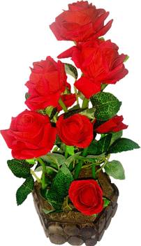 Kaykon Natural Looking Roses Red Rose Artificial Flower With Pot Price In India Buy Kaykon Natural Looking Roses Red Rose Artificial Flower With Pot Online At Flipkart Com