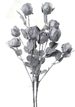 Fourwalls Decoration Artificial Glitter Rose Flower Stick 5 Heads Flowers Pack Of 2 Silver Rose Artificial Flower Price In India Buy Fourwalls Decoration Artificial Glitter Rose Flower Stick 5 Heads Flowers