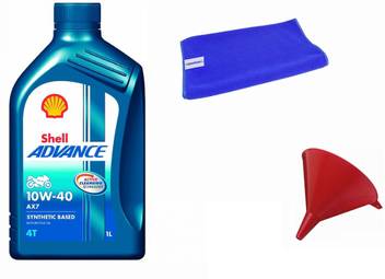 Shell 1 Shell Advance Ax7 10w 40 4t 1 Litre Engine Oil 1 Cloth 1