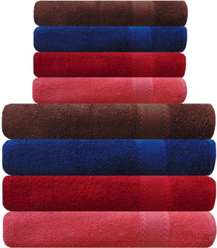 brown and blue towels set