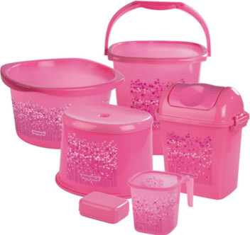 pink plastic bucket