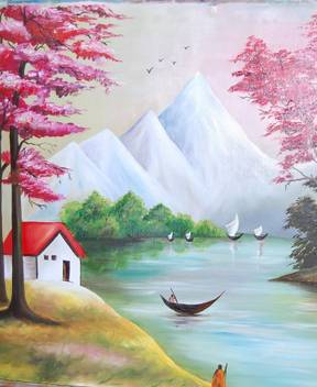Flipkart Com Canvas Champ Scenery Oil Painting Print Unframed