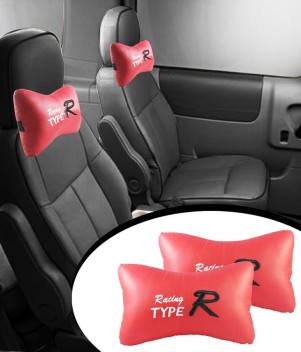 AutoKraftZ Red Leatherite Car Pillow 