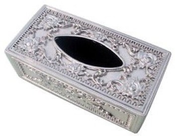silver tissue box holder