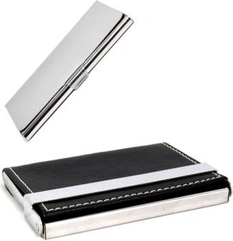 Flipkart Com Stealodeal Black Side Leather Texture With Silver Stainless Steel 20 Card Holder Card Holder