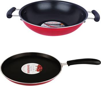 Navrang Cookware Non Stick Dosa Tawa Kadhai Cookware Set Price In India Buy Navrang Cookware Non Stick Dosa Tawa Kadhai Cookware Set Online At Flipkart Com