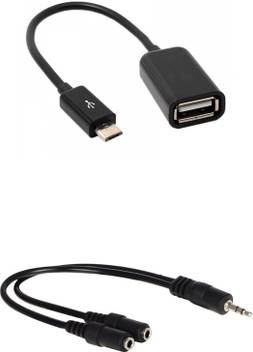 Iconnect World 2 In 1 Combo Micro Usb Otg Cable And Stereo Y Splitter 3 5mm 0 05 M Micro Usb Cable Iconnect World Flipkart Com