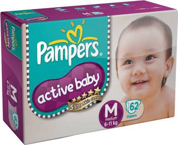 Pampers Active Baby Diapers Taped Medium Size Buy 62 Pampers