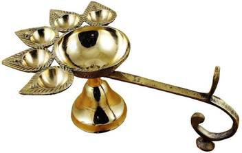 Panch Aarti ~ Hindu Puja Camphor Burner w/ Camphor Tablets ~ 5 Face Brass Diya Lamppuja Thali with Panchpatra Palli and Kalash in Copper by SHOPPERS CHOICE Panch Aarti ~ Hindu Puja Camphor Burner w/ Camphor Tablets ~ 5 Face Brass Diya Lamppuja Thali with Panchpatra Palli and Kalash in Copper by SHOPPERS CHOICE