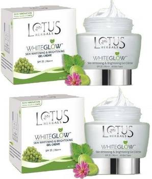 Lotus Whiteglow Skin Whitening Brightening Gel Cream Spf 25 Pack Of 2 60g 2 Price In India Buy Lotus Whiteglow Skin Whitening Brightening Gel Cream Spf 25 Pack Ships usually within 2 days. flipkart