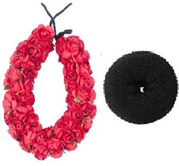 Majik Red Gajra With Bun Donut Hair Accessory Set Price In India