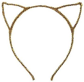 Danischoice Glitter Cracked Pattern Cat Ear Headband Gold Head