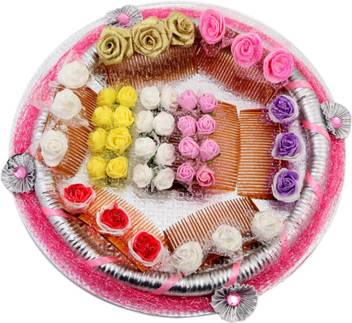 Sanjog Exclusive 9 Comb Clip With Decorative Basket Thali Wedding