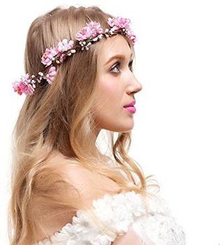 Valdler Adjustable Cherry Blossom Flower Crown For Wedding