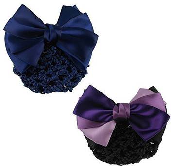 Yueton Pack Of 2 Women Bun Cover Net Snood Hairnet Bowknot Decor