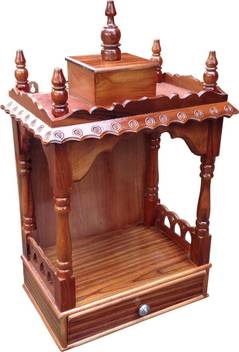 Afydecor Traditional Wall Mounted Pooja Mandir With Carved