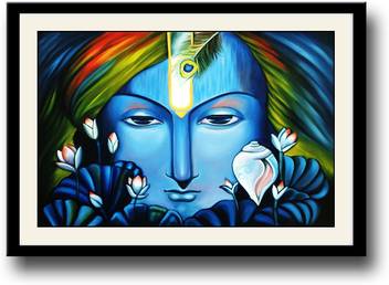 Artifa Lord Krishna Blue Face framed wall painting Canvas 10 inch x 14 inch  Painting Price in India - Buy Artifa Lord Krishna Blue Face framed wall painting  Canvas 10 inch x