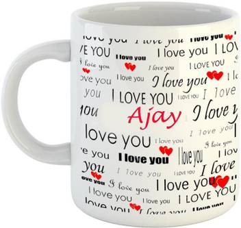 Emerald Love You White Ceramic I Love You Ajay Ceramic Mug Price