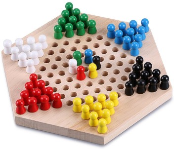 wooden chinese checkers with marbles