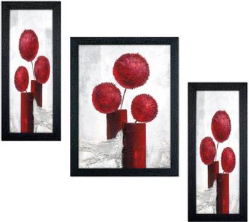 Delight Multicolor Flower Painting Set Of 3 With Frame Canvas 13 5 Inch X 22 5 Inch Painting Price In India Buy Delight Multicolor Flower Painting Set Of 3 With Frame Canvas 13 5