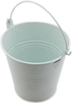 Tootpado Craft Small Metal Buckets Plain White 1l1517 Tin