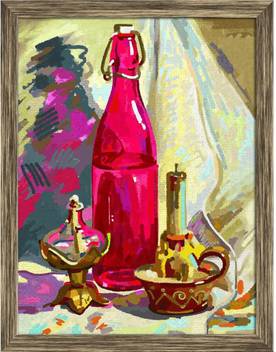 Artzfolio Bottle Candle And Candlestick Framed Wall Art Painting