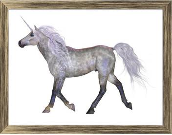 Artzfolio White Unicorn Framed Wall Art Painting Print Canvas 12