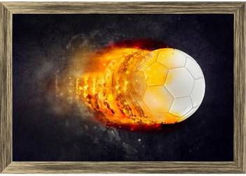 Artzfolio Soccer Ball Burning In Flames Framed Wall Art Painting