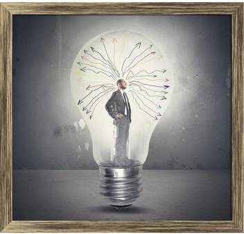 Artzfolio Businessman Thinking In A Light Bulb Framed Wall Art