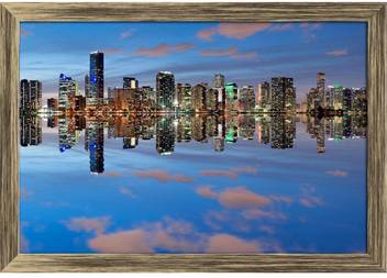 Artzfolio Miami Skyline Seen From Key Biscayne At Dusk Usa Framed Wall Art Painting Print Canvas 12 Inch X 17 Inch Painting Price In India Buy Artzfolio Miami Skyline Seen From