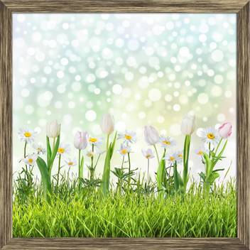 Artzfolio Flowers And Grass Framed Wall Art Painting Print Canvas
