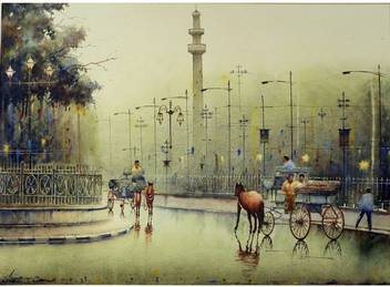 Sai Sathya Rickshaw Puller In Kolkata Oil 22 Inch X 10 Inch