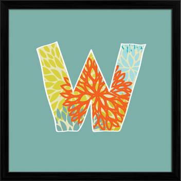 Artzfolio Floral Letter W Framed Wall Art Painting Print Canvas 12